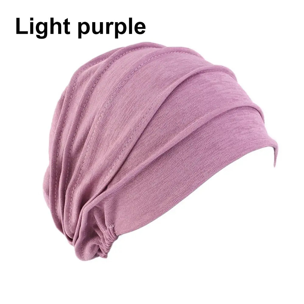 Women Elastic Turban Beanie Soft Cotton Bonnet Muslim Hijabs Head Wrap Chemo Hat