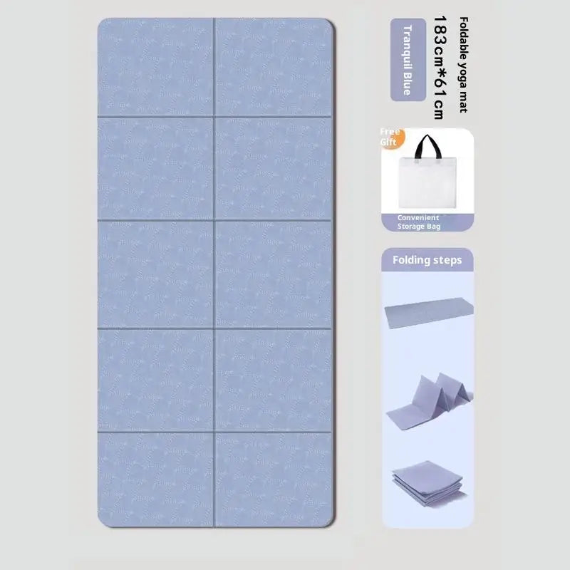 【M】4mm Thick TPE Foldable Yoga Mat 183*61cm Easy Storage For Travel Yoga Pilates Home Exercise Floor Mat