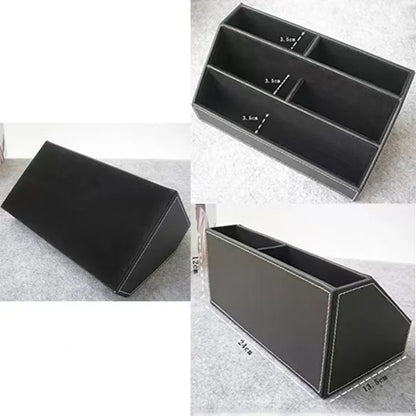 Home Office Wooden Struction Leather Multi-function Desk Stationery Organizer Storage Box, Pen/Pencil ,Cell phone, Business Na