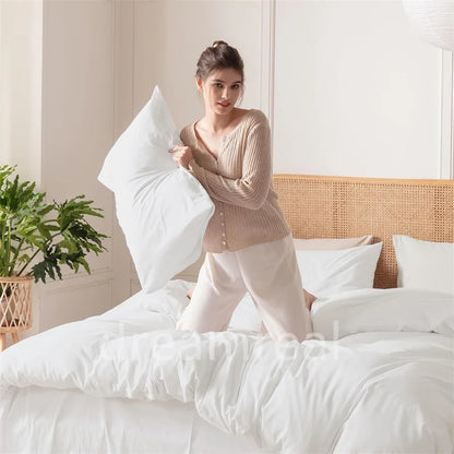100% Cotton Bed Linen Bedding Set Washed Cotton Four Pieces Bed Sheet Set Comforter Sets Dolid Double Couple Bed Quilt Cover