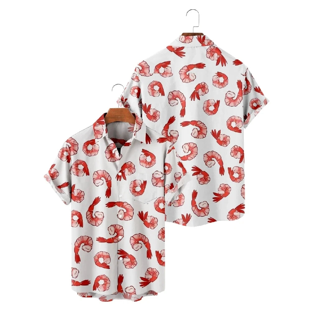 Hawaiian Flower Social Shirt 3d Print Boston Lobster Fashion Short Summer Casual Vintage Harajuku Cadiz Camisas Casuais Blouse