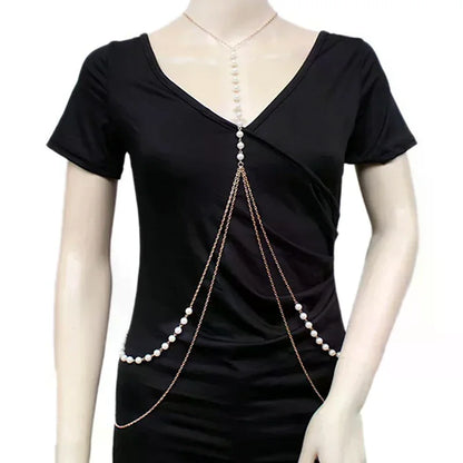 Jewelry: Sexy Babes, Imitation Pearl Body Chains, Sexy Bikini Beach Waist Chains