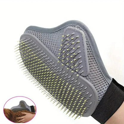 Gentle Deshedding Pet Grooming Glove - Efficient Dog & Cat Hair Removal Brush with Massage Tips for Stress-Free Grooming