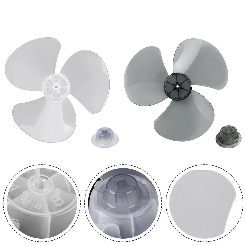 14Inch 3 Leaves Plastic Fan Blade Electric Fan Accessories Household Standing Pedestal Fan Blade Table Fanner With Nut Cover