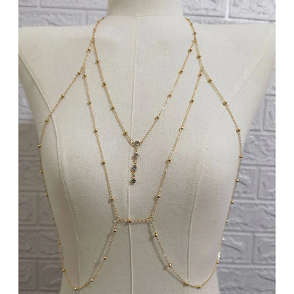 Metal Body Bust Chain Jewelry for Women Sexy Style Hollow Bikini Ladies Breast Crystal Body Chain Decoration Fashion Jewelry