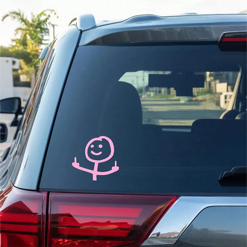 2 cartoon smiling car stickers - waterproof, UV resistant vinyl, easy to peel off and residue free. Suitable for windows/body