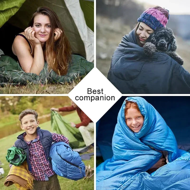 Portable Camping Sleeping Bag Ultralight 0.75kg Envelope Waterproof 170T Polyester Hollow Cotton Warm Outdoor Hiking Backpacking