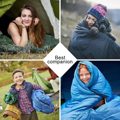 Portable Camping Sleeping Bag Ultralight 0.75kg Envelope Waterproof 170T Polyester Hollow Cotton Warm Outdoor Hiking Backpacking