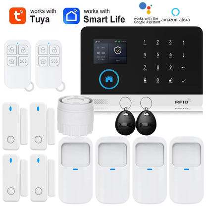 Smart Home Solar powered siren Tuya WIFI GSM Alarm System Wireless Smart Life APP 433MHz Safe Security Gap PIR Motion with Alexa