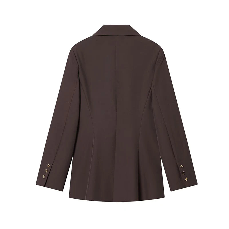 Women's Blazer Coats Autumn Fashion Buckle Decoration Long Sleeve Blazers Female Outerwear Chic Tops
