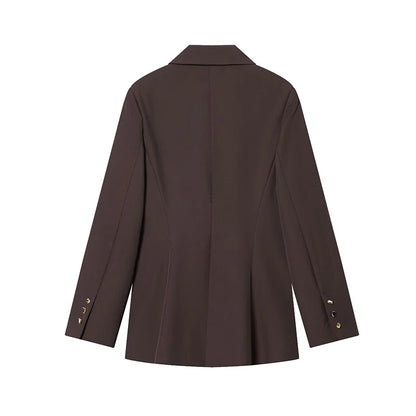 Women's Blazer Coats Autumn Fashion Buckle Decoration Long Sleeve Blazers Female Outerwear Chic Tops