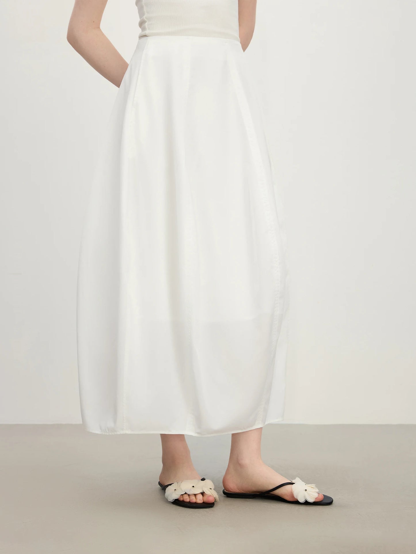 FSLE Elegant Commuting Style Flower Bud Skirt for Women Summer 2025 New Arrival with Attached Waistband Anti-Wrinkle 25FS12515