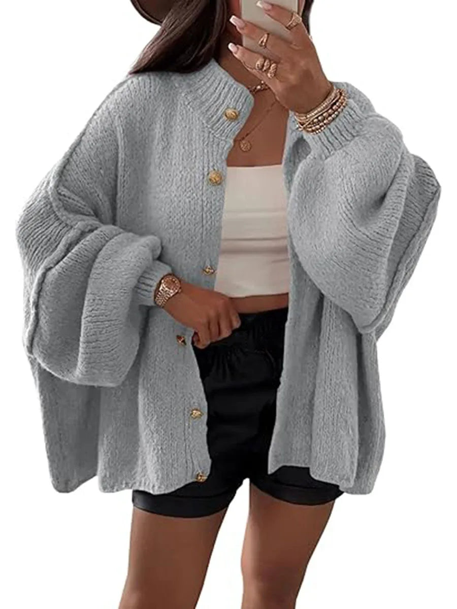 Knitted Lazy Style Oversized Long Sleeve Women Loose Buttons Cardigans Coat Winter Keep Warm Sweater Jacket Fashion Casual Tops
