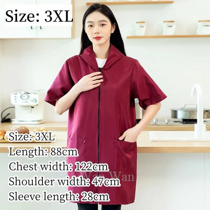 Pet Groomer Work Clothes Dog Grooming Uniform Short Sleeve Waterproof Gown New Black Beauty Salon Robe Barber Shop Apron Y1111