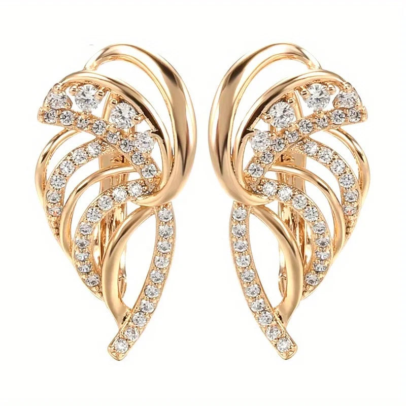 Luxurious Gold Plated Earrings For Women Inlay Synthetic Zircon Bridal Wedding Jewelry Imitation Crystal Irregular Earrings