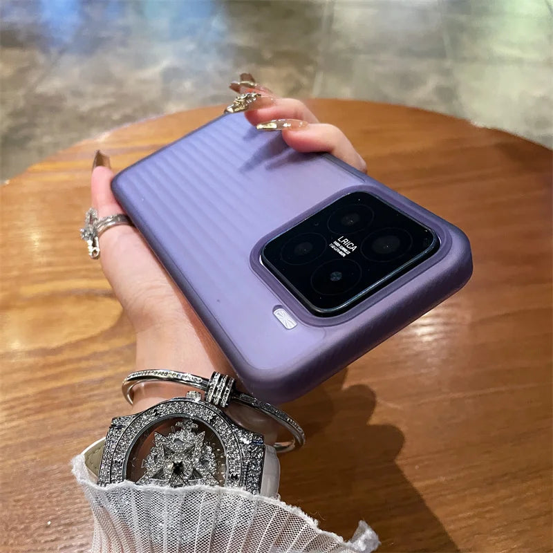 Soft Corrugated Magnetic Back Case For Xiaomi Mi 13 14 15 Pro 17 ProMax Shockproof Matte Clear Cover