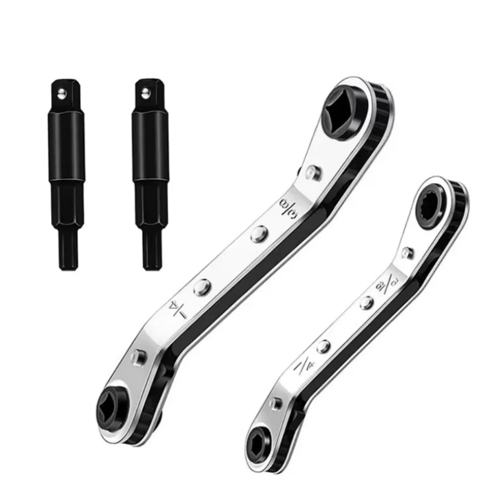 HVAC Service Wrench Refrigeration Service Wrench Set 3/8” to 1/4” 5/16'' 4 Ratcheting Service Wrench