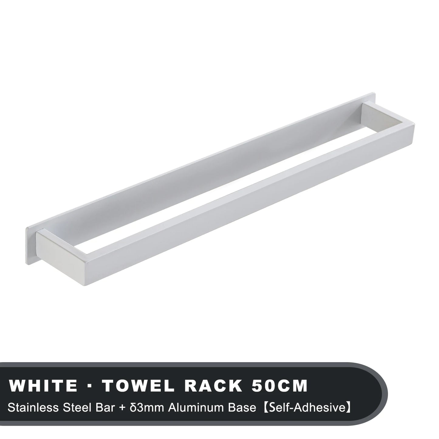 Black Stainless Steel Towel Holder No Drill Wall Shower Towel Shelf Kitchen Towel Hanger Rail Bathroom Towel Rack Self Adhesive