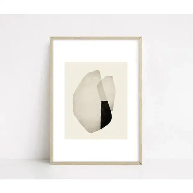 Modern Abstract Beige and White Canvas Painting  Scandinavian Neutral Wall Art Print for Home Decor  Art Gallery Poster