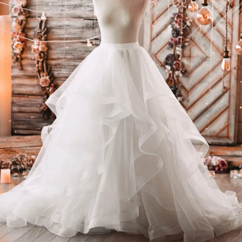 Extra Puffy Ruffles Mesh Women Skirts Elegant Tiered Tulle Long Prom Skirt Floor Length Puffy Mesh A Line Female Party Skirts