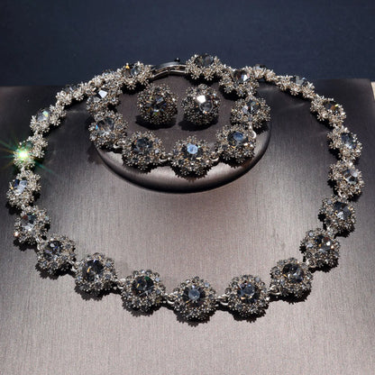 Shiny Fine Black Jewelry Necklace Earrings Bracelet Women's Costume Decoration Set Holiday Wedding Bridal Everyday Gift M-1022