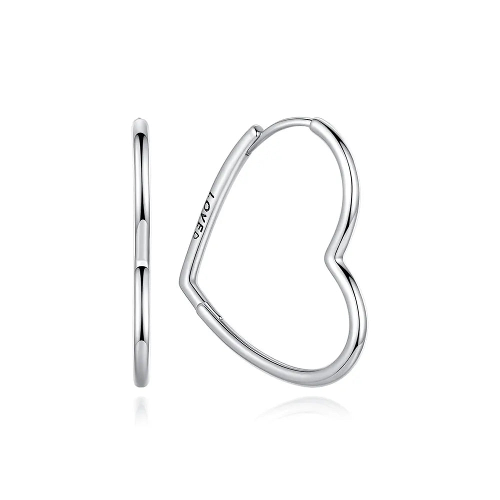 New 2026 Original 925 Sterling Silver Earrings For Women Piercing Hoop Love Heart Earings Rose Gold Wedding Gift Luxury Jewelry