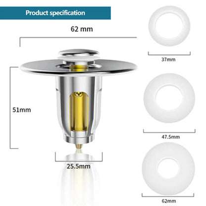 Press Bounce Basin Pop-up Drain Filter Bathroom Shower Sink Filter Plug Wash Basin Hair Sink Strainer Kitchen Bathtub Stopper