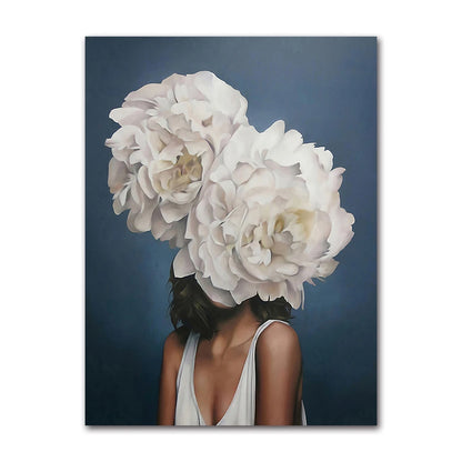 Decorative Painting Living Room Home Decoration Flowers Feathers Woman Abstract Canvas Painting Wall Art Print Poster Picture