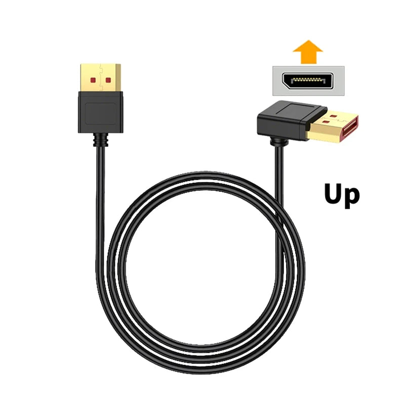 DisplayPort 1.4 Cable 8K@60Hz 4K@240Hz Display Port Cable 90 Degree DP Cord Compatible FreeSync G-Sync HDR for PC Gaming Monitor