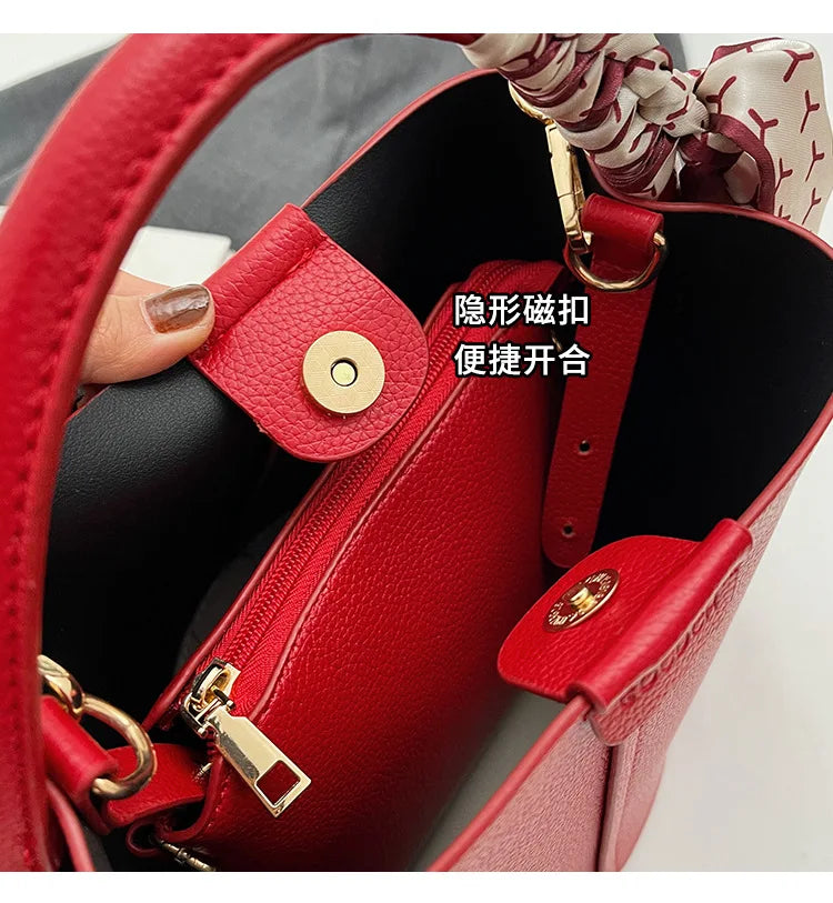 Hot Selling Simplicity High-end Women's Crossbody Bag PU Material Versatile Bucket Bag Fashion Handbag Commuting