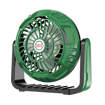 Portable Camping Fan with Integrated LED Light Perfect for Outdoor Adventures Adjustable Airflow and Bright Illumination