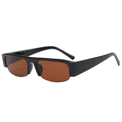 SO&EI New Small Rectangle Women Sunglasses Vintage Clear Lens Men Half Frame Eyewear Shades UV400