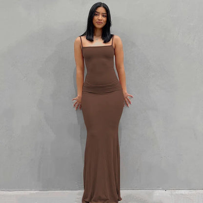 WUZIJING 2024 Satin Slip Sleeveless Backless Maxi Dress 2024 Y2K Summer Bodycon Elegant Sexy Outfits Ladies Birthday Party Club