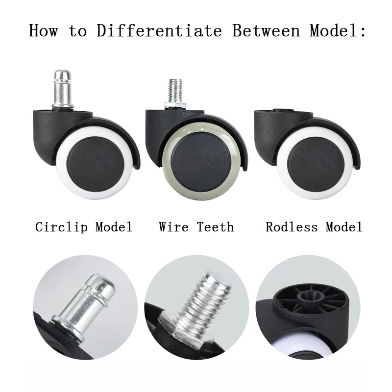 5pcs 2 inch Universal Swivel Caster Wheels Replacement Gaming Chair Office Chair Casters Trolley Rollers Furniture Hardware