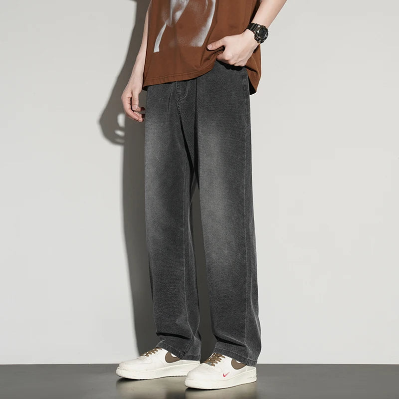 2025ss Autumn 190cm Big Tall Men Stretch Pants Extra Long Length 115cm Pants Large Size Straight-leg Jeans Sports Leisure Clothi