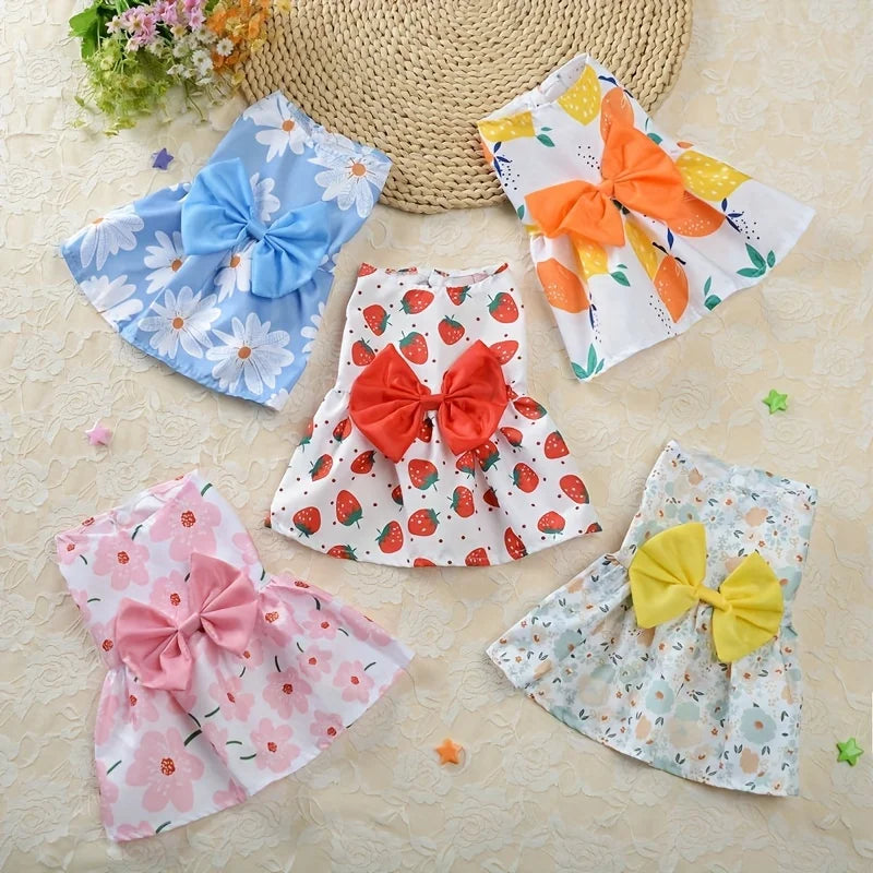 Pet Dress,Soft & Sleeveless Floral Outfit for Cats and Dogs, Perfect for Daily Wear & Special Occasions,Dog skirts