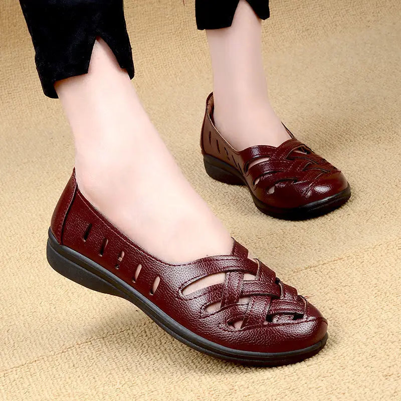 Flats Female Braided Shoes Summer 2024 New Arrival  Leather Flats Woman MoccasinsLoafers Mom Casual Shallow Shoes Women