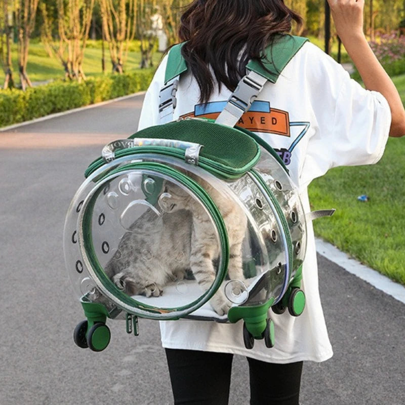 Small Pet Trolley Clear Shoulder Cat Bag Pack Breathable Crate for Journey Outside Portable Pet Products Supplies Carriers