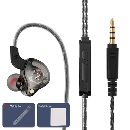 EARDECO Transparent Mobile Wired Headphones Bass for Phone Earphone In Ear Headphone Headset with Mic Earbuds Noise Cancelling