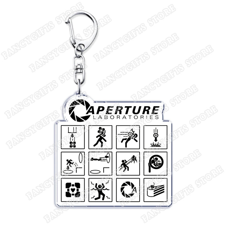 Popular Video Game Keychains for Accessories Bag Glados Aperture Laboratories Science Keyrings Jewelry Gamer Fans Gaming Gifts