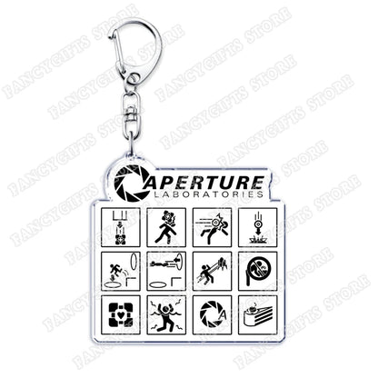 Popular Video Game Keychains for Accessories Bag Glados Aperture Laboratories Science Keyrings Jewelry Gamer Fans Gaming Gifts