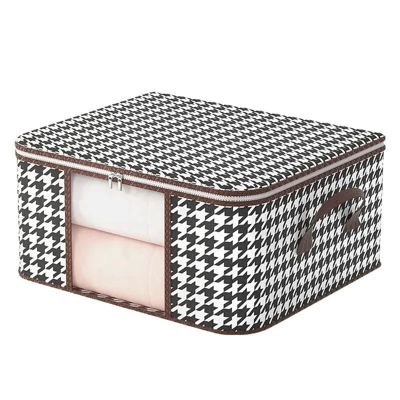 Foldable Storage Box with Handle - Clear Window & Dustproof Zipper, Large Capacity Organizer for Clothes, Bedding, Home Use