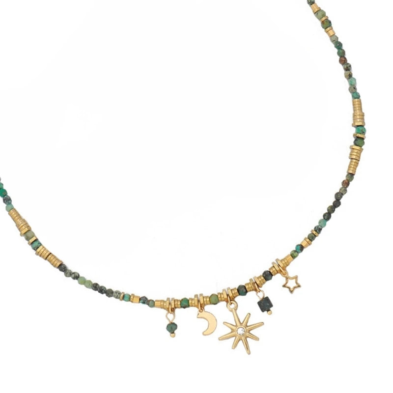 2023 New Fashion Metal Chain Necklace Vibrant Colored Beads Necklace Necklace