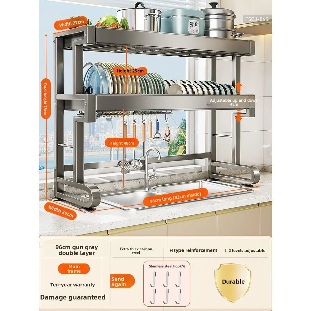 Dish Storage Rack Kitchen Sink Shelf Dish Drain Rack Sink Dish Shelf