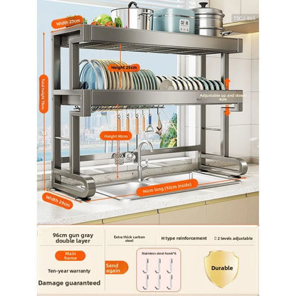 Dish Storage Rack Kitchen Sink Shelf Dish Drain Rack Sink Dish Shelf