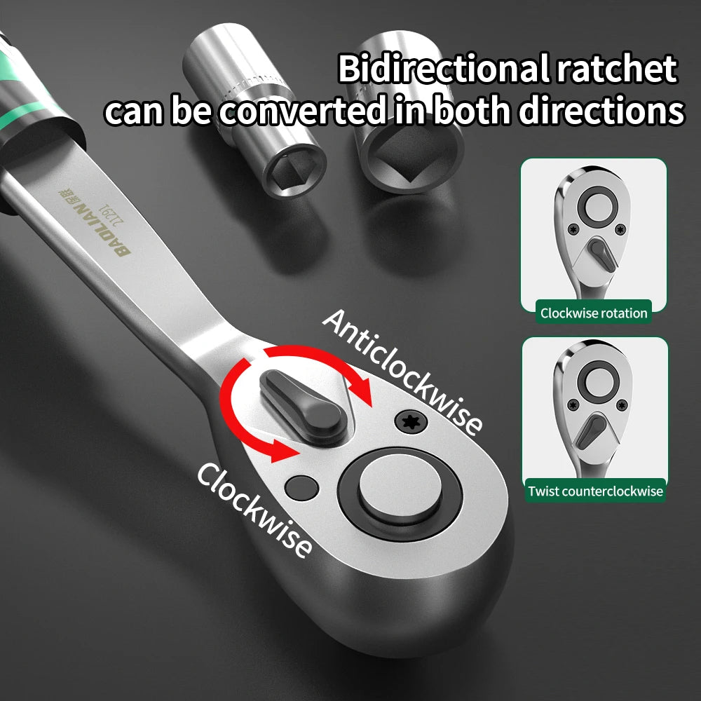 72 Tooth Ratcheting Wrench Set 1/4 3/8 1/2 Inch Auto Quick Repair Wrench Labour-Saving Ratchet Wrench Set Hand Tools