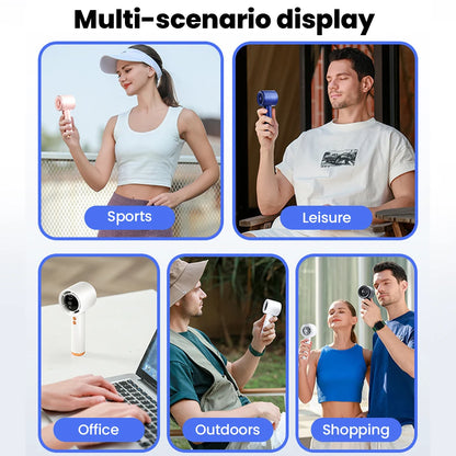 Portable Mini Handheld Fan Type C Rechargeable Digital Display Fan High-Speed Electric Cooling Fan Desktop Outdoor Small Fans