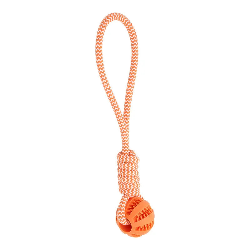 Pet Tooth Cleaning Chewing IQ Treat Ball Food Dispensing Bite Chew Knot Training Tugging Playing Rubber Rope Dog Ball Toys