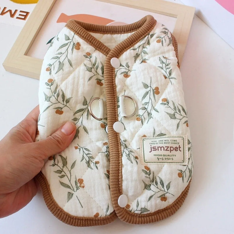 Fashion Cute Rabbit Printed Pet Dog Clothes with Velvet Jacket Pet Supplies Teddy Bear Coat Winter Warm Puppy Clothes Vest Gift