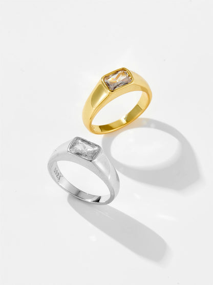 DPLAOPA 925 Sterling Silver Gold Thick Band Big CZ Zircon Size Ring Women Luxury Fine Jewelry 2023 Fine Jewelry Crystal